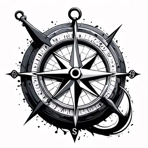 abstract nautical compass and cross realism tattoo tattoo design idea