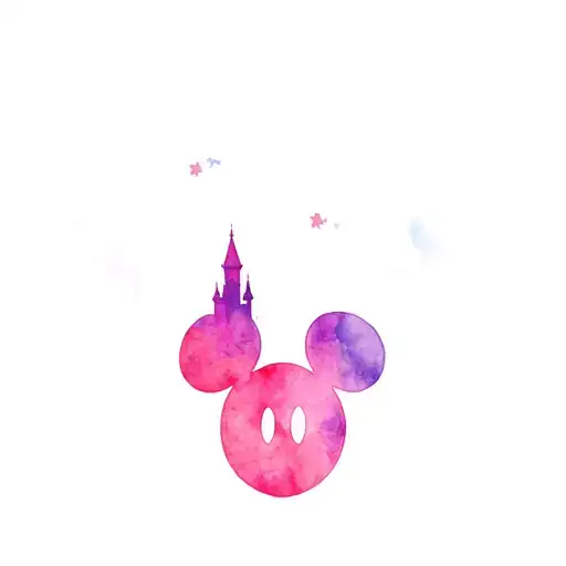 Disney Castle and the head of Mickey Mouse surrounded tattoo design idea