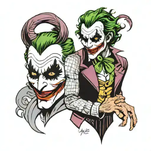 joker and jason mask tattoo design idea