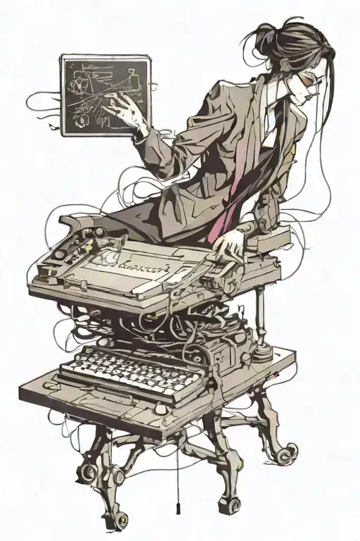 hacker with computer code flowing tattoo design idea