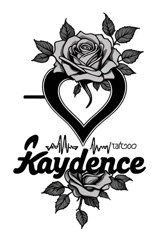 "Kaydence " heartbeat and rose intertwined tattoo design idea