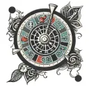 lucky 7 roulette wheel tattoo design idea