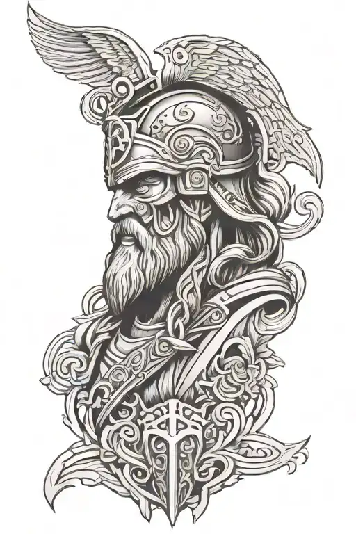 Odin as a special forces operator tattoo design idea