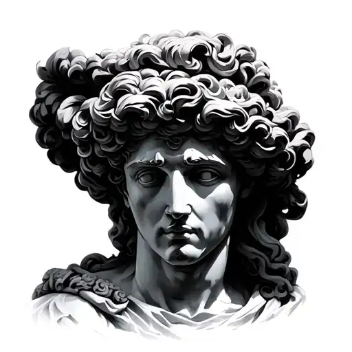 Greek and statue mythology galaxy tattoo design idea