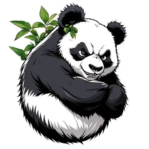 angry panda with arms crossed full size tattoo design idea