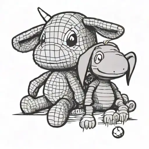 sackboy and Eeyore and golf tattoo design idea