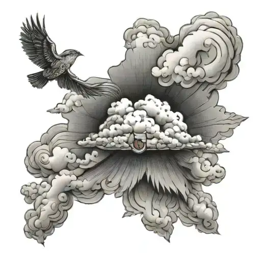 blessed with clouds tattoo design idea