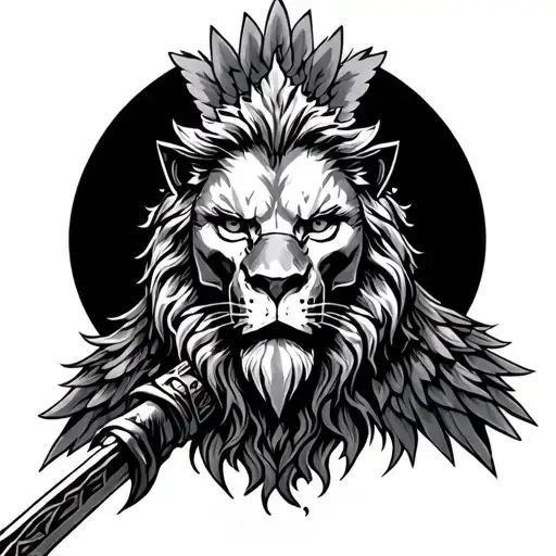 black and white, about spartan, leader, lion, arian, loyal, fighter, wrath, angel of death, angel tattoo design idea