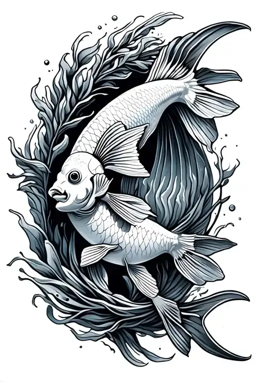 Sagittarius, Libra And Pisces fish swimming tattoo design idea