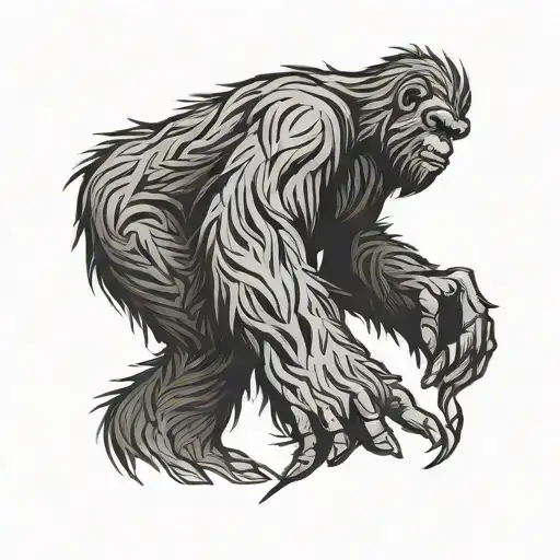 one line bigfoot tattoo design idea