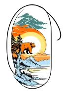 men half sleeve tree bear sunset tattoo design idea