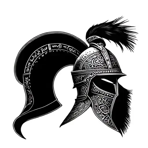 samurai and greek hoplite helmet tattoo tattoo design idea