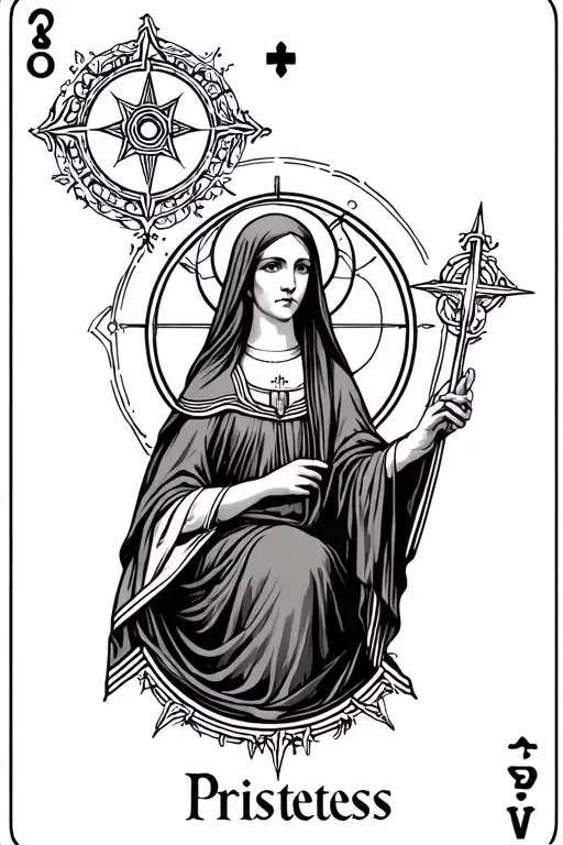 simple high priestess tarot card design tattoo design idea