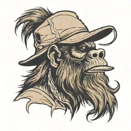 Bigfoot head wearing a trucker hat on his head tattoo design idea