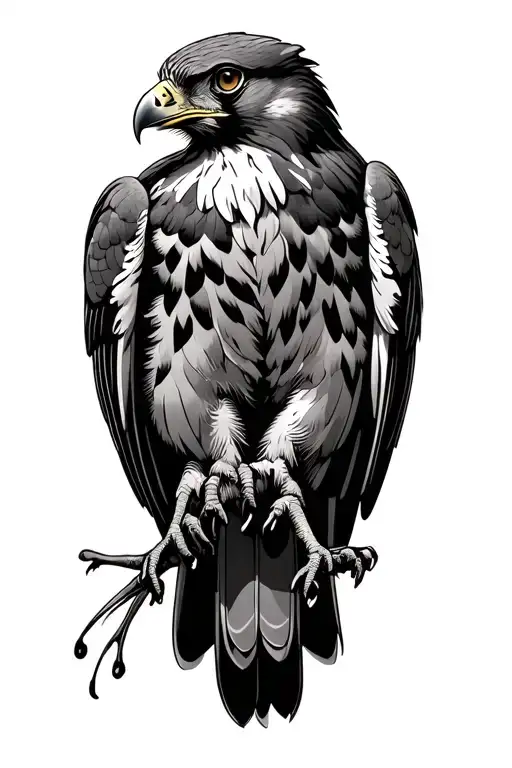 red tailed hawk perched tattoo design idea