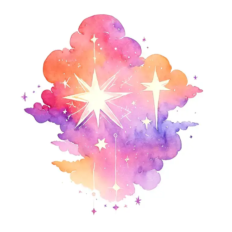 sagittarius stars with clouds surrounding tattoo design idea
