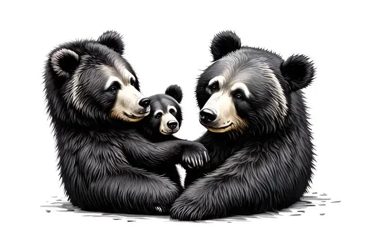mama and baby bear playing tattoo design idea