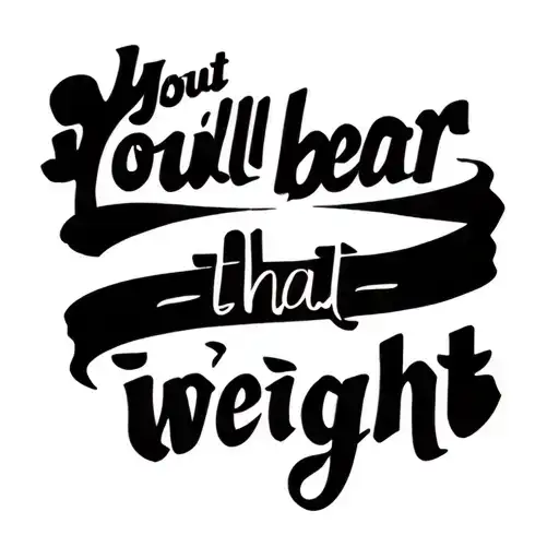 Three black armband tattoos, few millimeters separate from each other. The sentence “You’ll bear that weight” tatted at  tattoo design idea
