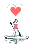 girl on paddleboard in a heart tattoo design idea