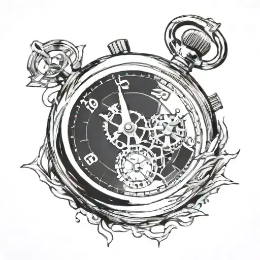 stopwatch surrounded tattoo design idea