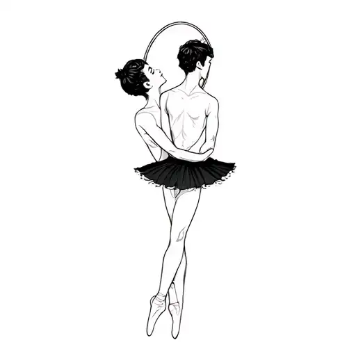 ballet boy staring in the mirror reflection tattoo design idea