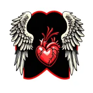 Wings with heart. remove background tattoo design idea