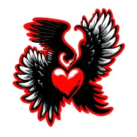 Wings with heart. remove background tattoo design idea