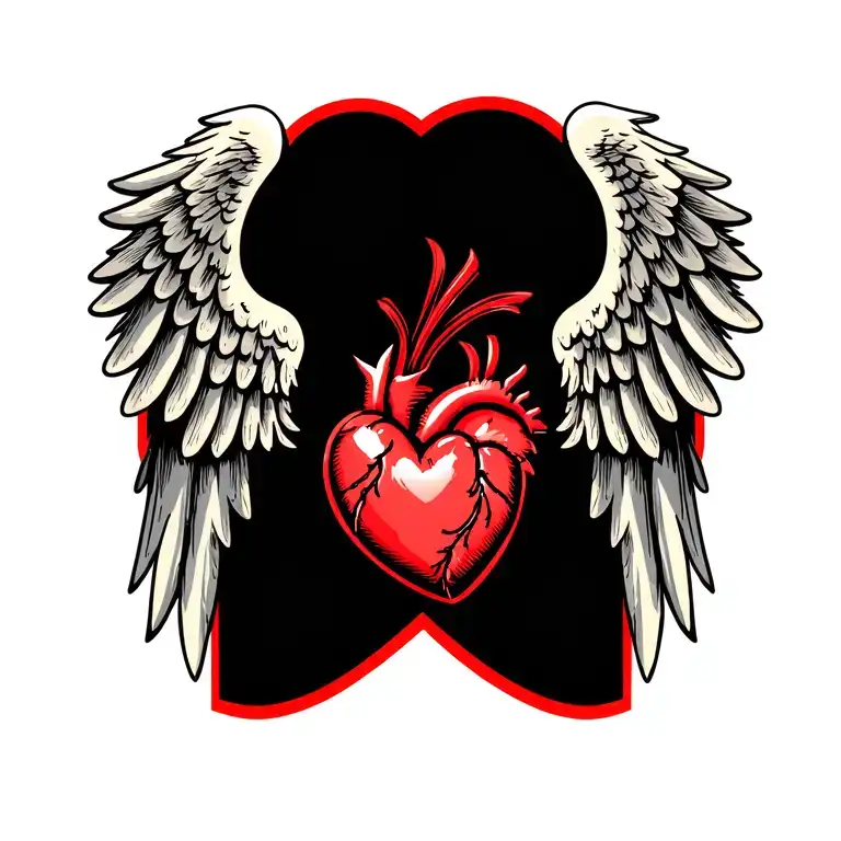 Wings with heart. remove background tattoo design idea