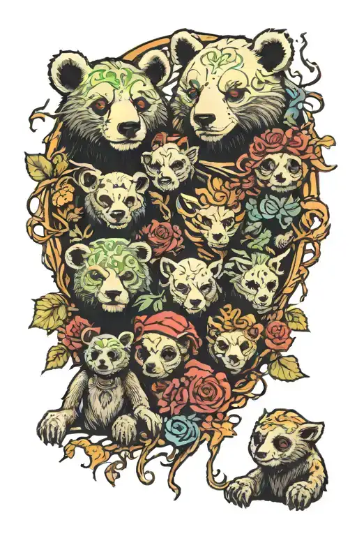 A LOTR ENT with Grateful Dead Bears family tattoo design idea