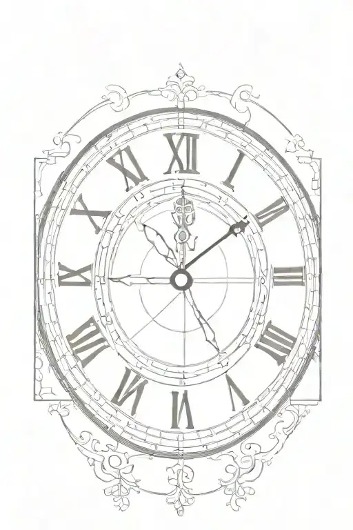 simple clock face with roman numerals tattoo design idea