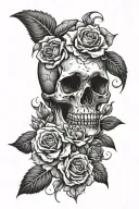Skull and Roses Gothic tattoo design idea