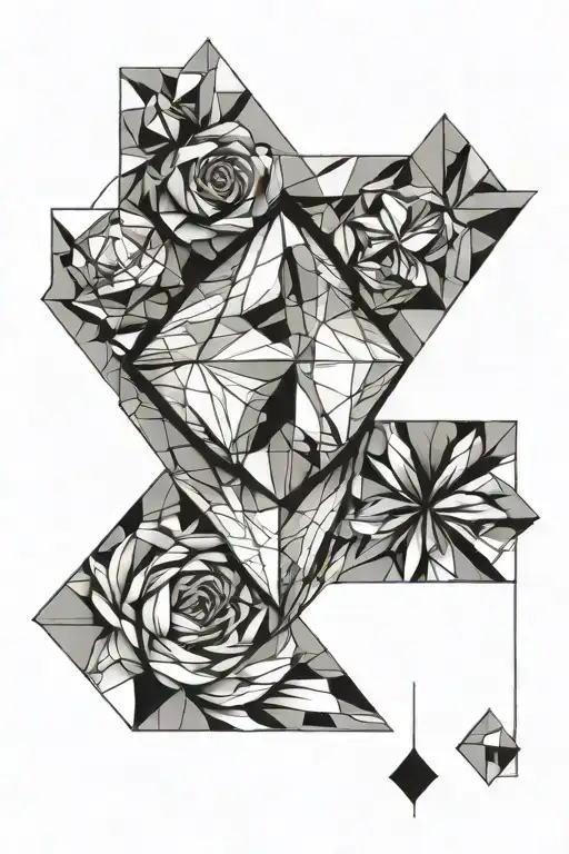 geometric feminine diamond shape tattoo design idea