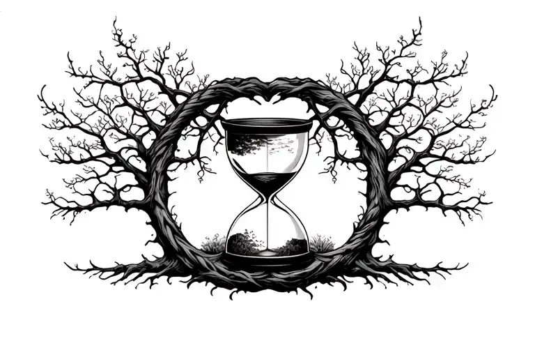 tree of life, and hourglass intertwined together  tattoo design idea