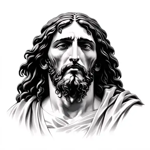 jesus christ crying moutens tattoo design idea