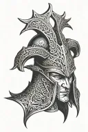 loki helmet with name written tattoo design idea