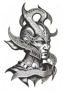 loki helmet with name written tattoo design idea