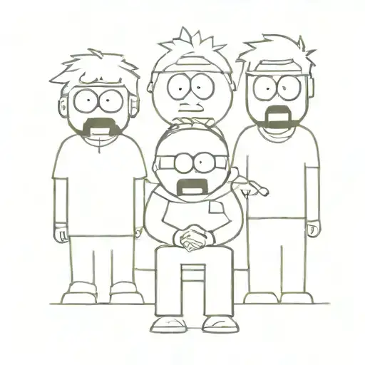 stan kyle kenny and eric from south park bench tattoo design idea