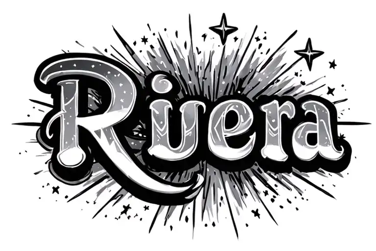"Rivera" stars shining tattoo design idea