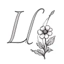 lower case script l with simple flower attached near the bottom tattoo design idea