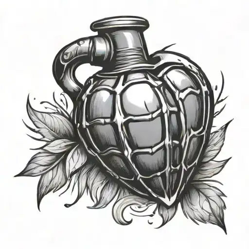 Grenade instead of a heart tattoo design idea