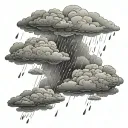 clouds and rain falling realistic tattoo design idea