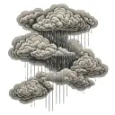 clouds and rain falling realistic tattoo design idea