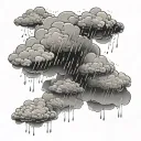 clouds and rain falling realistic tattoo design idea