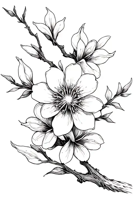 Orange blossoms with suminagashi symmetrical shape tattoo design idea
