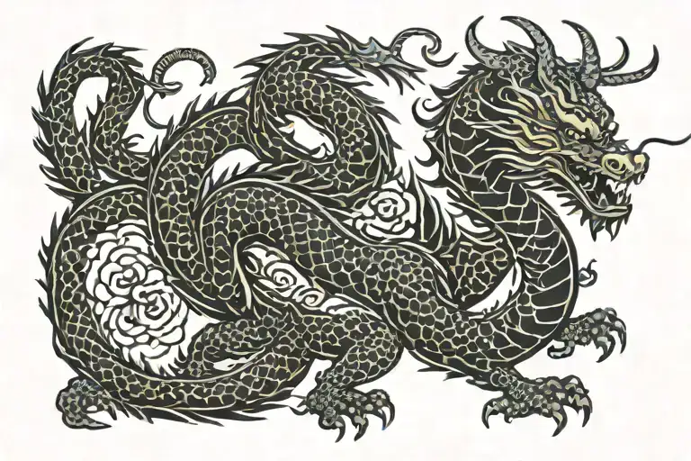 Dragon and Aries zodiac sign tattoo design idea