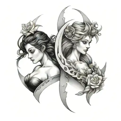 half sleeve gemini tattoo design idea