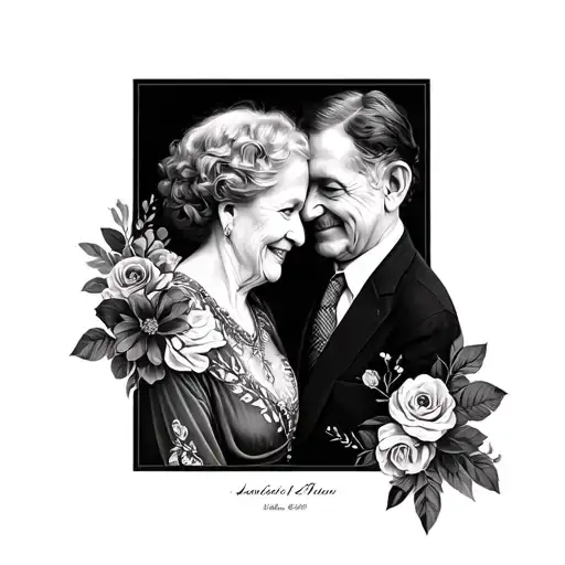 memorial tattoo for father and wife's grandmother tattoo design idea