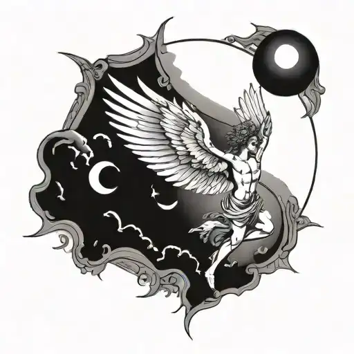 icarus falling from the sun tattoo design idea