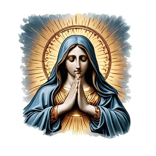 virgin Mary praying tattoo design idea