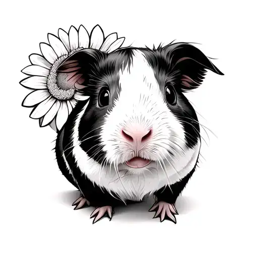guinea pig with a flower tattoo design idea